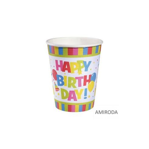PARTY Papír pohár, 2.5dl , különféle mintákkal, 6db/csomag 