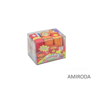 Radír szett, QIHAO 6db/cs FASTFOOD 