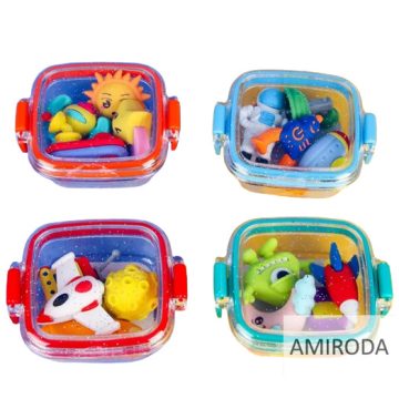   QIHAO figurás radír szett, dobozban "SPACE" 4db-os (űrhajó ,űrlények bolygók)