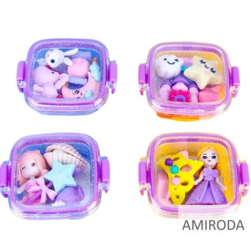   QIHAO figurás radír szett, dobozban "PRINCESS" 4db-os (tengerpart, sellő, nyuszi)