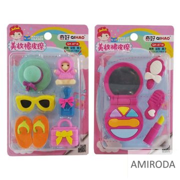   QIHAO figurás radír szett "MAKE UP", kb 3-4cm-es figurák- kifutó