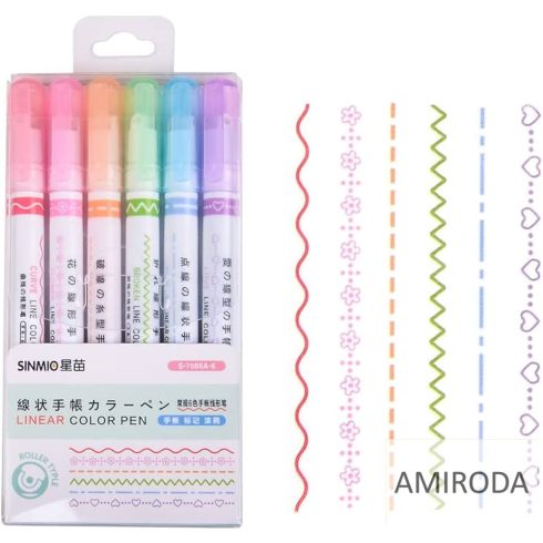 LINEAR Color Pen ,SINMIO Zseléstoll, 6db-os, görgős, különféle mintákkal