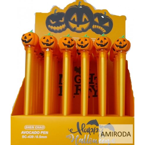 Zseléstoll, forgatható Halloween figurával, levehető kupakos, kék tollbetéttel ,0,5mm