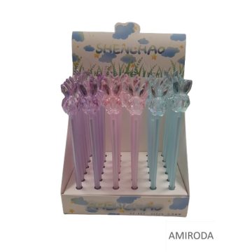 Kupakos zseléstoll, kristály nyuszi ,kék tintával, 0,5mm