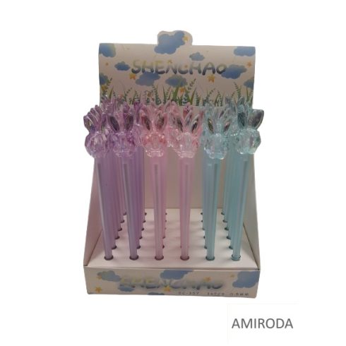 Kupakos zseléstoll, kristály nyuszi ,kék tintával, 0,5mm