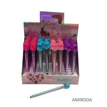   Golyóstoll, touch pen, kristály rózsa ,csavaros mechanika, 