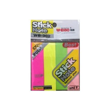 Színes, öntapadós jegyzettömb csíkok (4x100 lap/csomag)