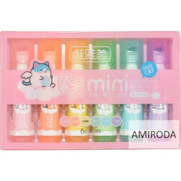 Szövegkiemelő,FREE CAT mini, 6db-os 