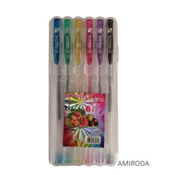 6 színű zselés toll készlet, 0.7mm, glitteres