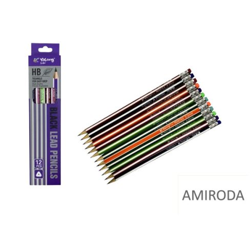 YALONG grafitceruza HB, háromszögletű test, radírral , 1db