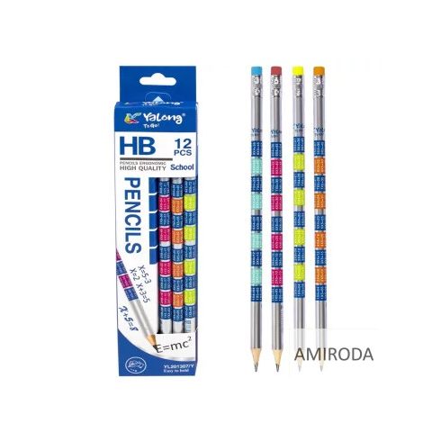 YALONG grafitceruza HB, szorzótáblás , hengeres test, radírral, 1db