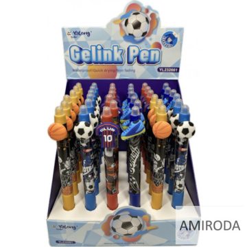   YALONG radírozható zseléstoll, focis, 0.5mm, kék tollbetéttel