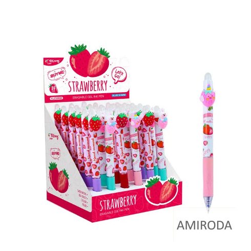 YALONG Radírozható zseléstoll, epres,0,5mm, kék tollbetéttel