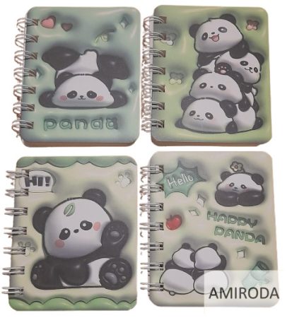 Mini spirál notesz, A7, vonalas, 80lapos, PANDA DREAMS 