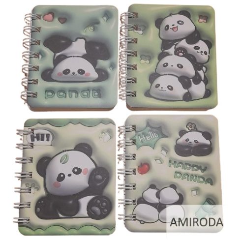 Mini spirál notesz, A7, vonalas, 80lapos, PANDA DREAMS 