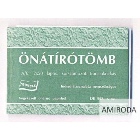 Önátírótömb , A/6, sorszámozott, 50x2pld