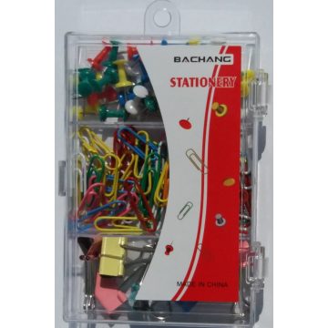   Irodaszer készlet, tartalma : 19mm-es binder csipesz,térképtű,gemkapocs
